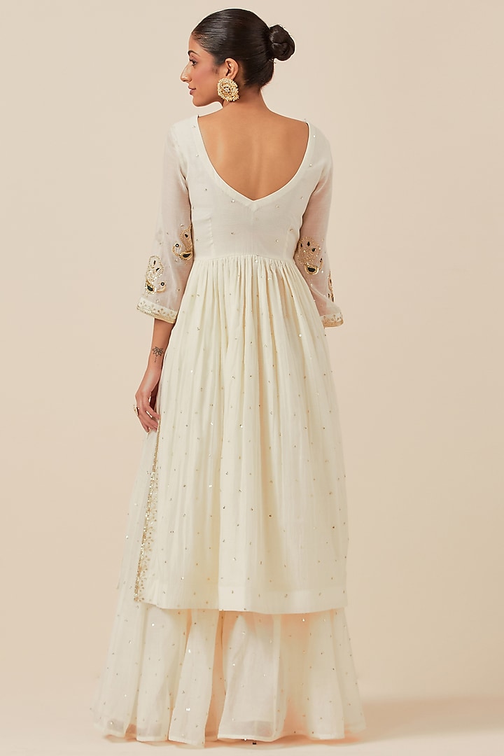 White Chanderi Party Wear Sharara Set by Ikshita Choudhary at Pernia's Pop Up Shop