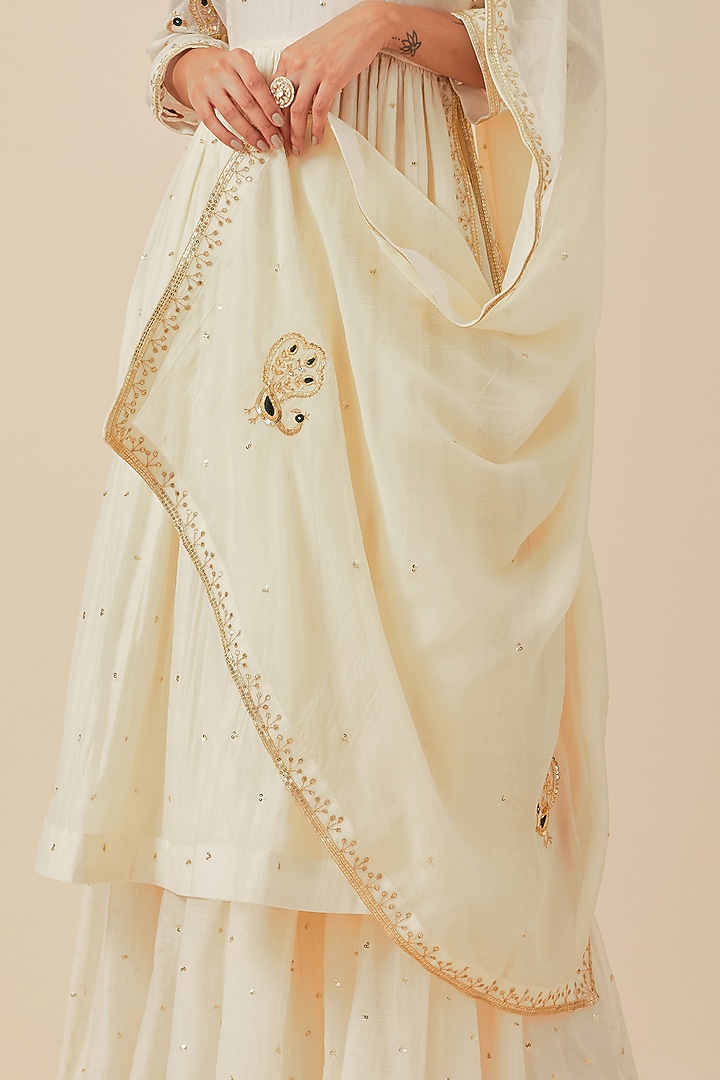 White Chanderi Party Wear Sharara Set by Ikshita Choudhary at Pernia's Pop Up Shop