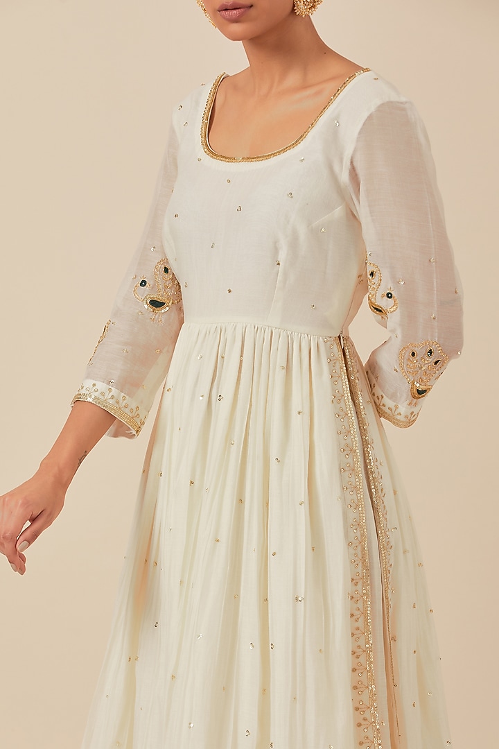White Chanderi Party Wear Sharara Set by Ikshita Choudhary at Pernia's Pop Up Shop