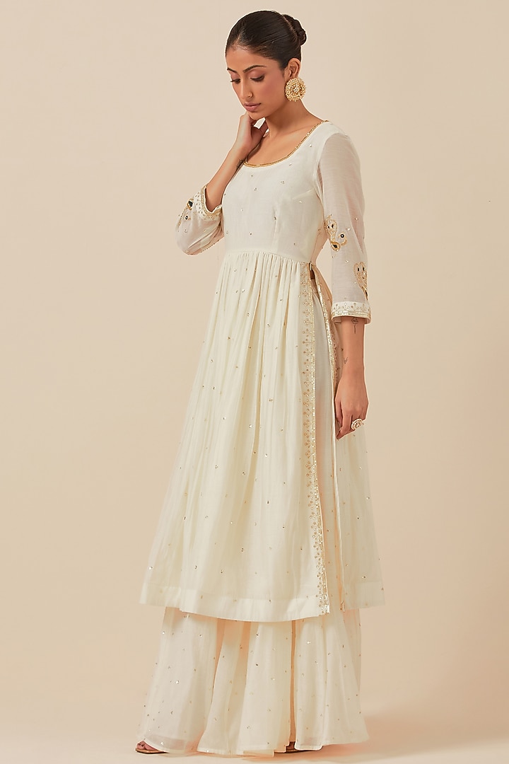 White Chanderi Party Wear Sharara Set by Ikshita Choudhary at Pernia's Pop Up Shop