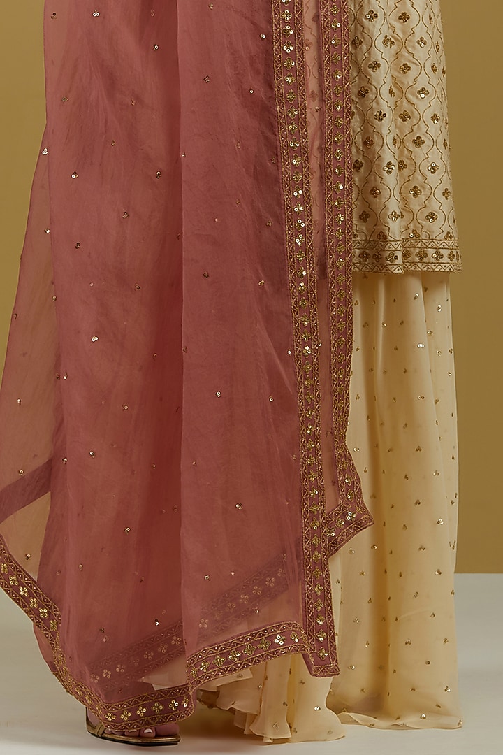 Beige Embroidered Party Wear Sharara Set by Ikshita Choudhary at Pernia's Pop Up Shop