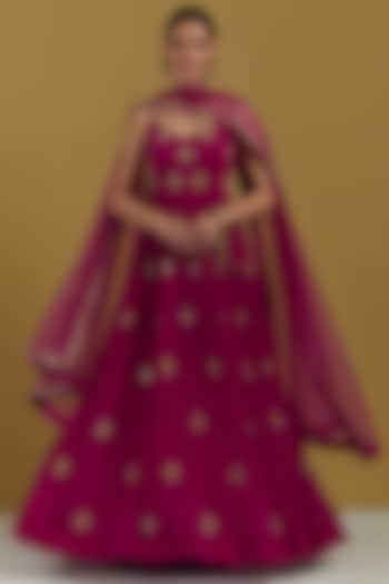 Magenta Embroidered Anarkali Set by Ikshita Choudhary at Pernia's Pop Up Shop