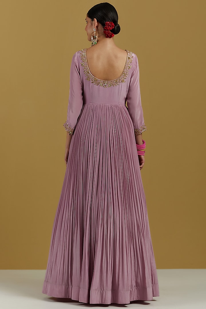 Lavender Embroidered Party Wear Anarkali Set by Ikshita Choudhary at Pernia's Pop Up Shop