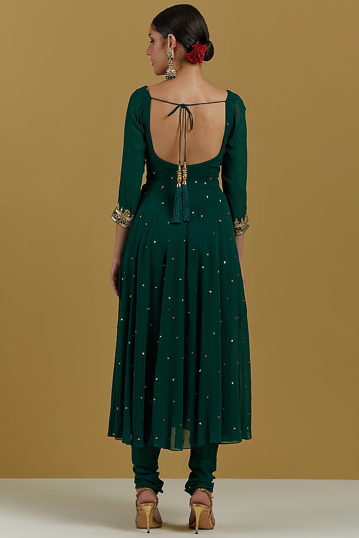 Green Embroidered Wedding Anarkali Set by Ikshita Choudhary at Pernia's Pop Up Shop