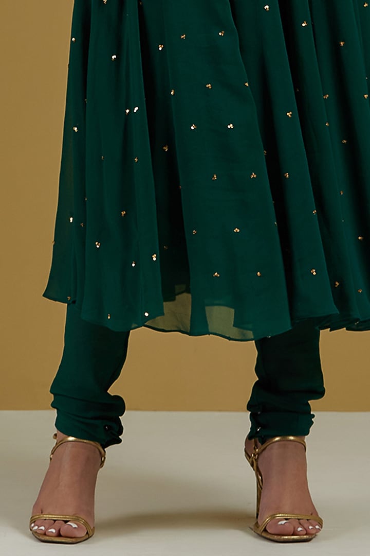 Green Embroidered Wedding Anarkali Set by Ikshita Choudhary at Pernia's Pop Up Shop