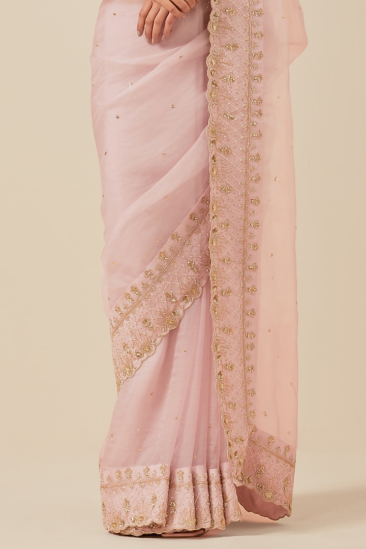 Pink Organza Wedding Saree Set by Ikshita Choudhary at Pernia's Pop Up Shop