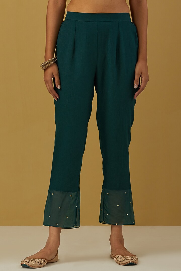 Green Embroidered Party Wear Anarkali Set by Ikshita Choudhary at Pernia's Pop Up Shop
