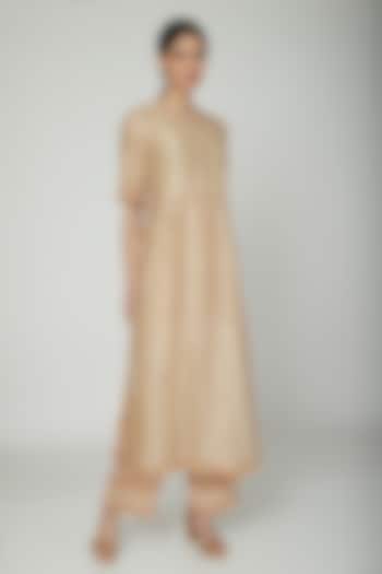 Beige Embroidered Pom-Pom Kurta Set by ILK by Shikha and Vinita at Pernia's Pop Up Shop