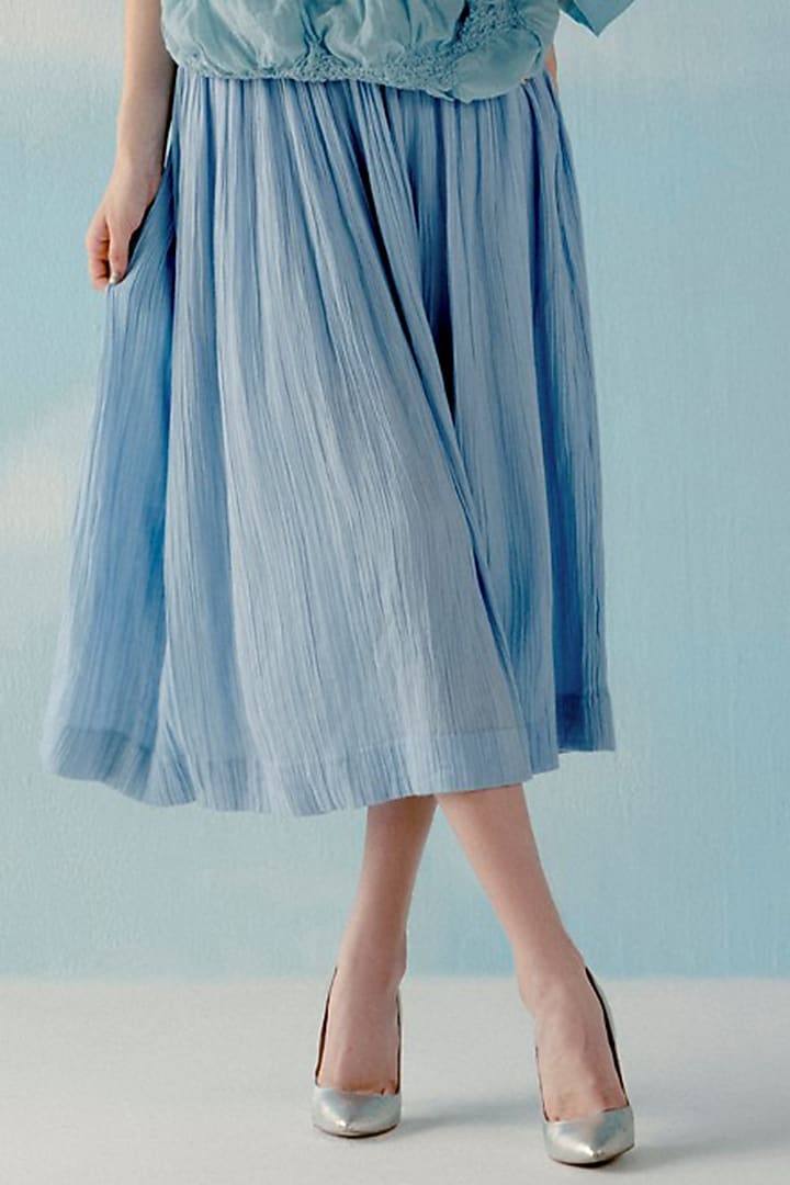 Ice Blue Off-White Viscose Crinkle Skirt by ILk by Shikha and Vinita at  Pernia's Pop Up Shop