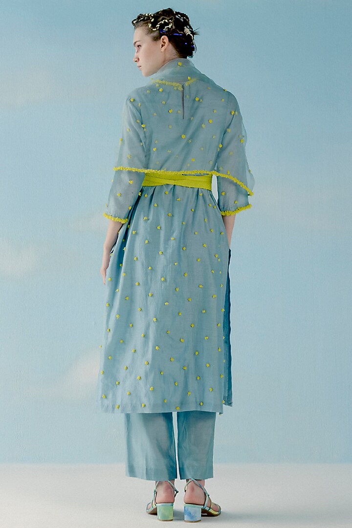 Ice Blue Embroidered Kurta Set by ILk by Shikha and Vinita at Pernia's Pop Up Shop