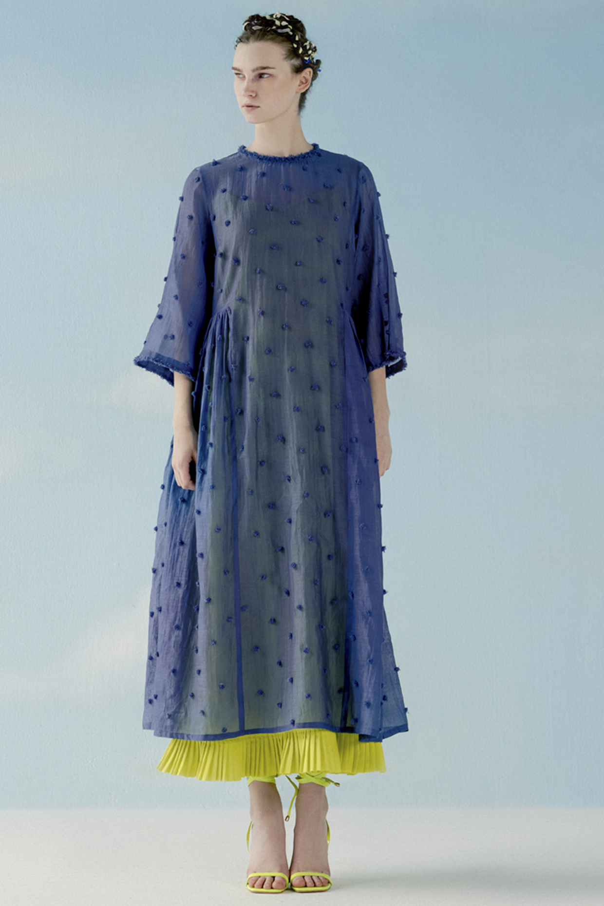 Smoke Blue Cotton Dress With Inner by ILk by Shikha and Vinita