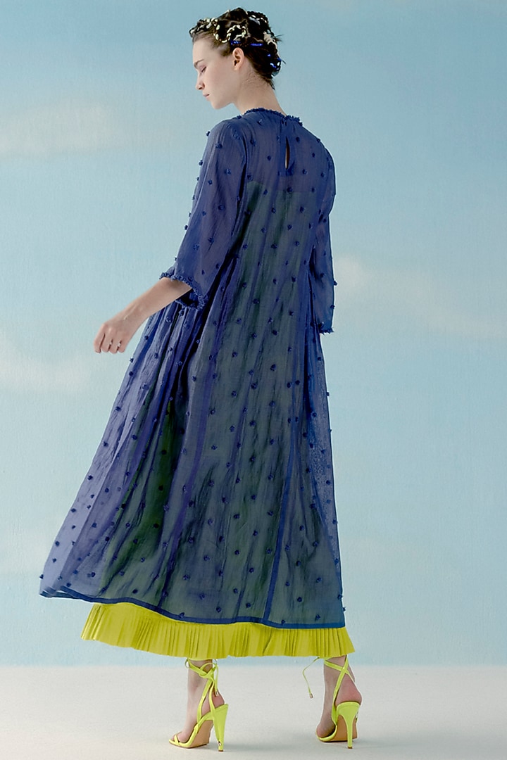 Smoke Blue Cotton Vacation Dress With Inner by ILk by Shikha and Vinita at Pernia's Pop Up Shop