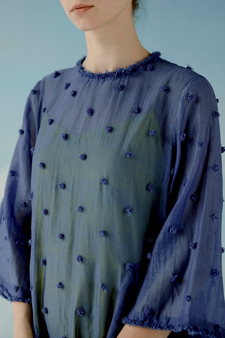 Smoke Blue Cotton Vacation Dress With Inner by ILk by Shikha and Vinita at Pernia's Pop Up Shop