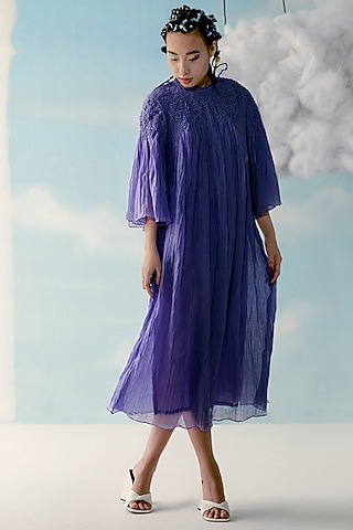 Orchid Chanderi Smocked Dress by ILK by Shikha and Vinita