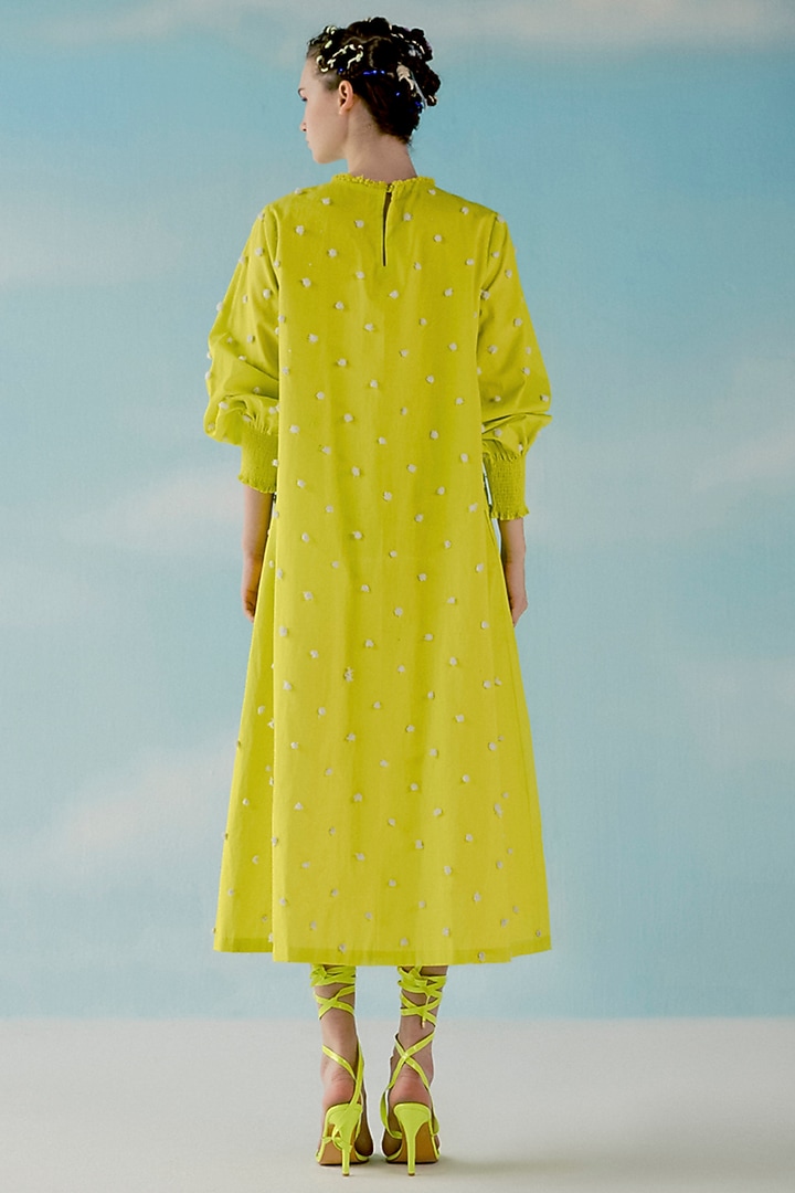 Neon Yellow Poplin Summer Dress by ILK by Shikha and Vinita at Pernia's Pop Up Shop