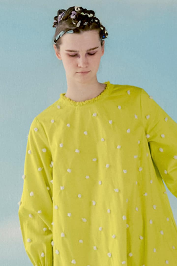 Neon Yellow Poplin Summer Dress by ILK by Shikha and Vinita at Pernia's Pop Up Shop