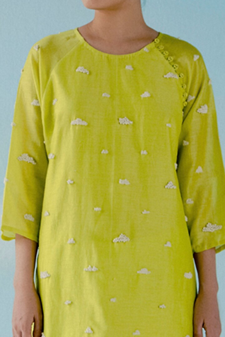 Neon Yellow Embroidered Kurta by ILK by Shikha and Vinita at Pernia's Pop Up Shop