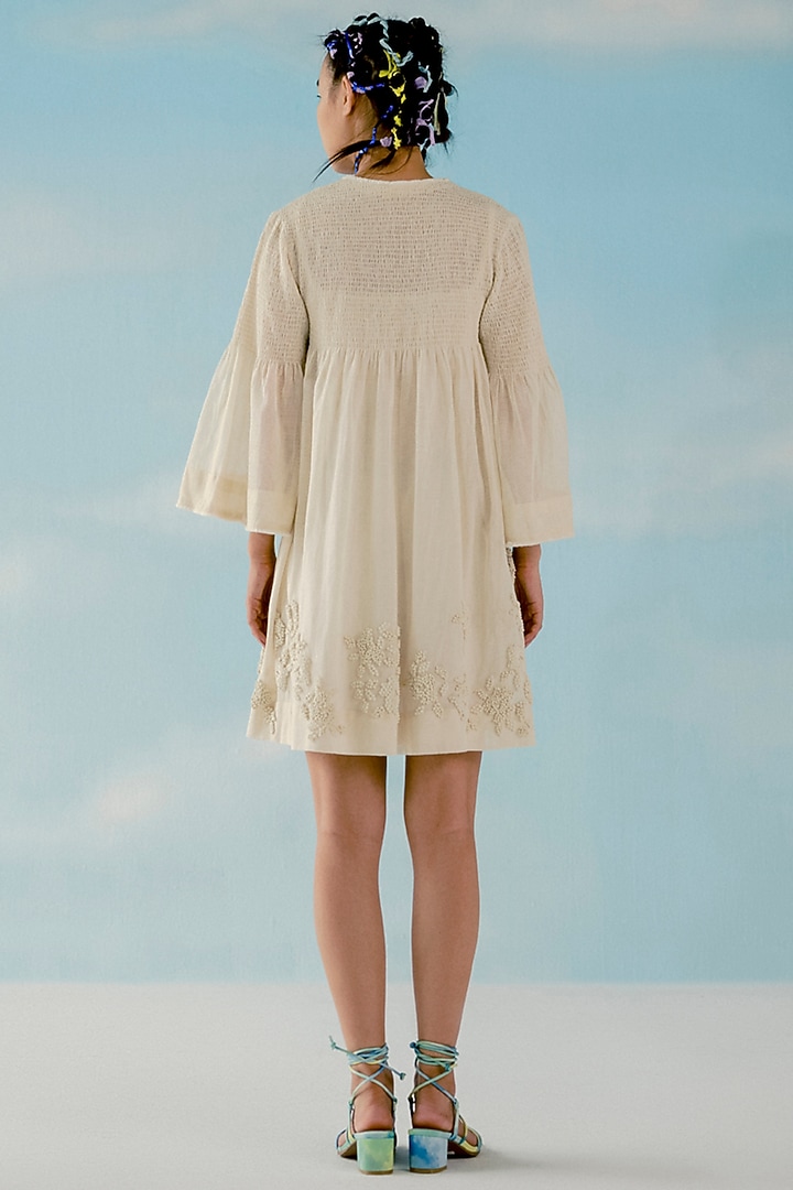 Off-White Embroidered Vacation Dress by ILK by Shikha and Vinita at Pernia's Pop Up Shop