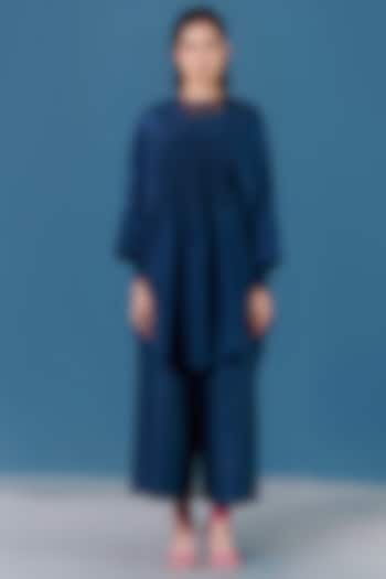 Teal Blue Silk Tunic Set by ILK by Shikha and Vinita at Pernia's Pop Up Shop