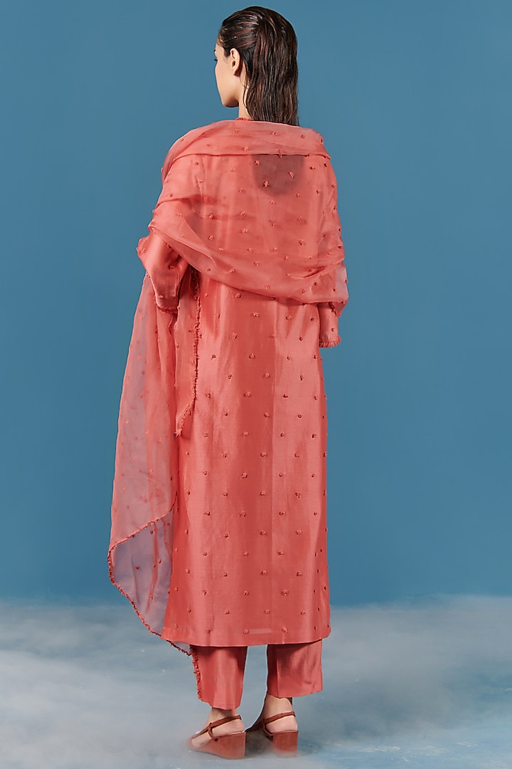 Brick Dust Embroidered Kurta Set by ILK by Shikha and Vinita at Pernia's Pop Up Shop