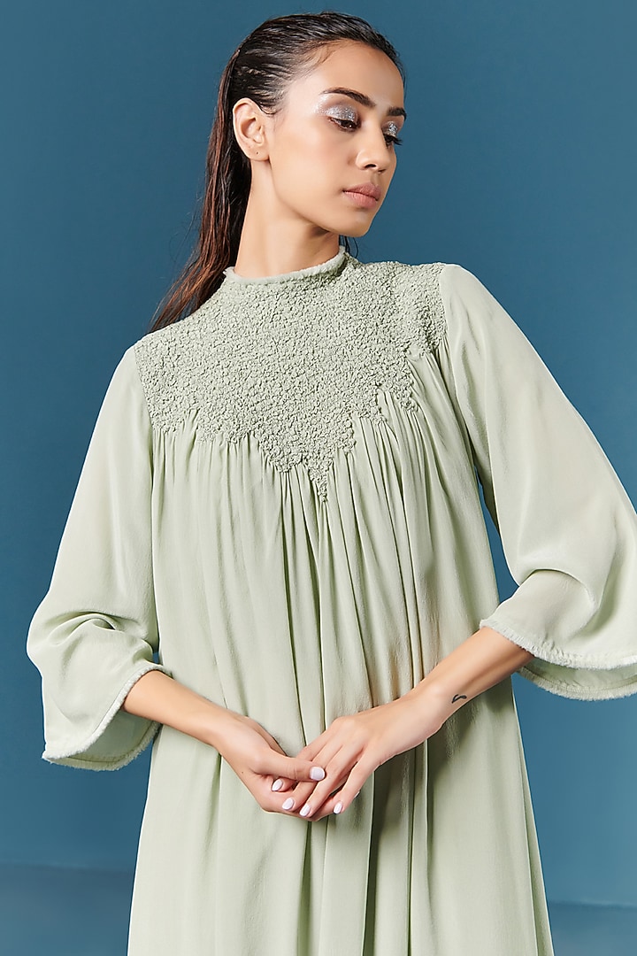 Green Crepe Vacation Dress by ILK by Shikha and Vinita at Pernia's Pop Up Shop
