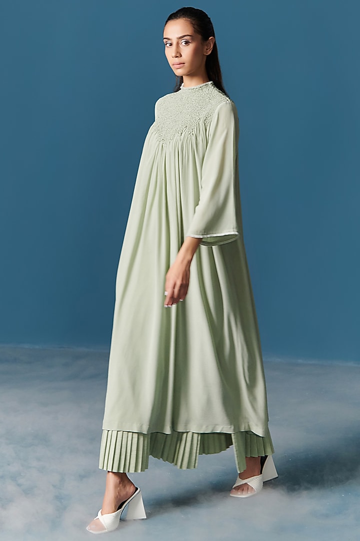 Green Crepe Vacation Dress by ILK by Shikha and Vinita at Pernia's Pop Up Shop