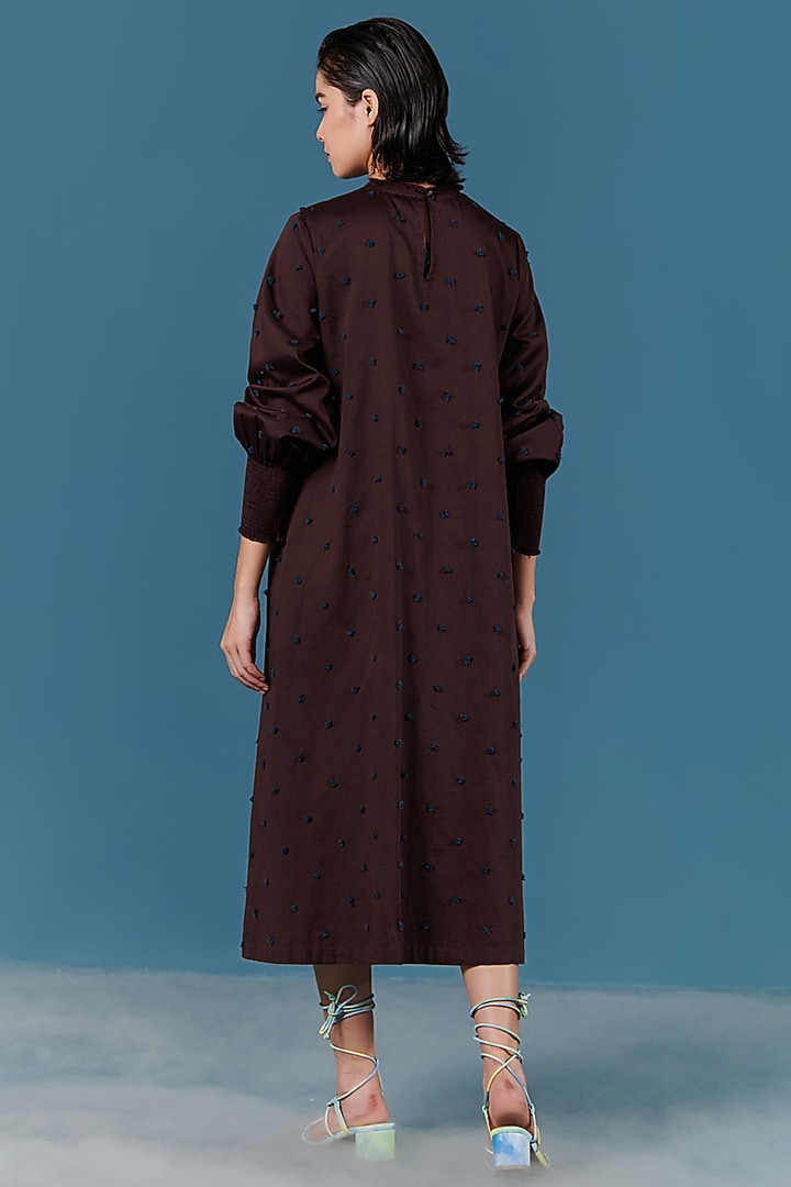 Coffee Bean Poplin Midi Summer Dress by ILK by Shikha and Vinita at Pernia's Pop Up Shop