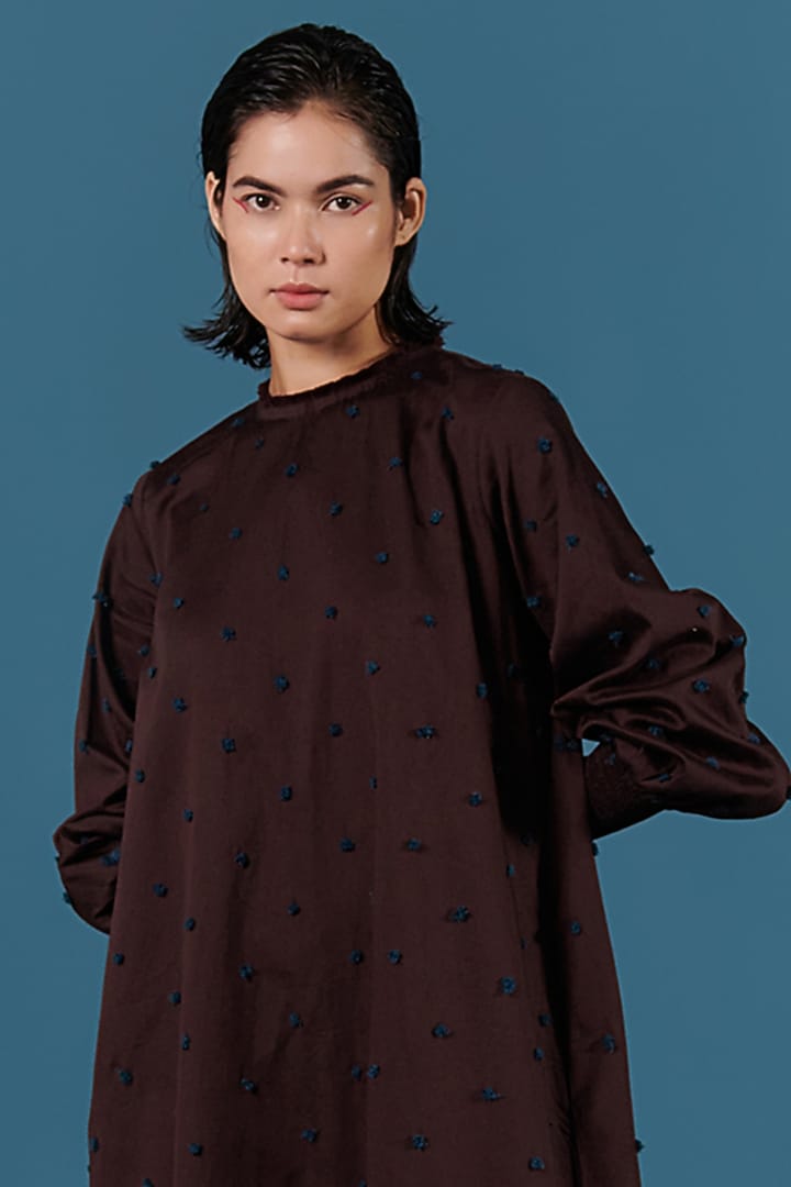Coffee Bean Poplin Midi Summer Dress by ILK by Shikha and Vinita at Pernia's Pop Up Shop