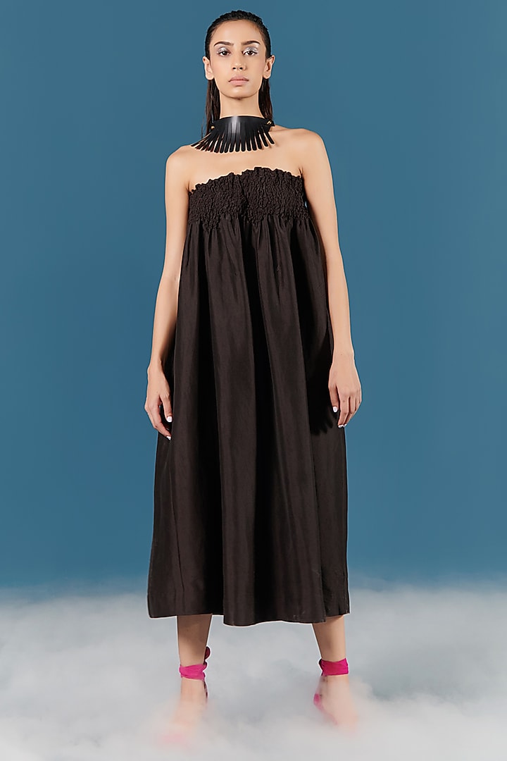 Black Silk Bustier Dress by ILk by Shikha and Vinita at Pernia's Pop Up Shop