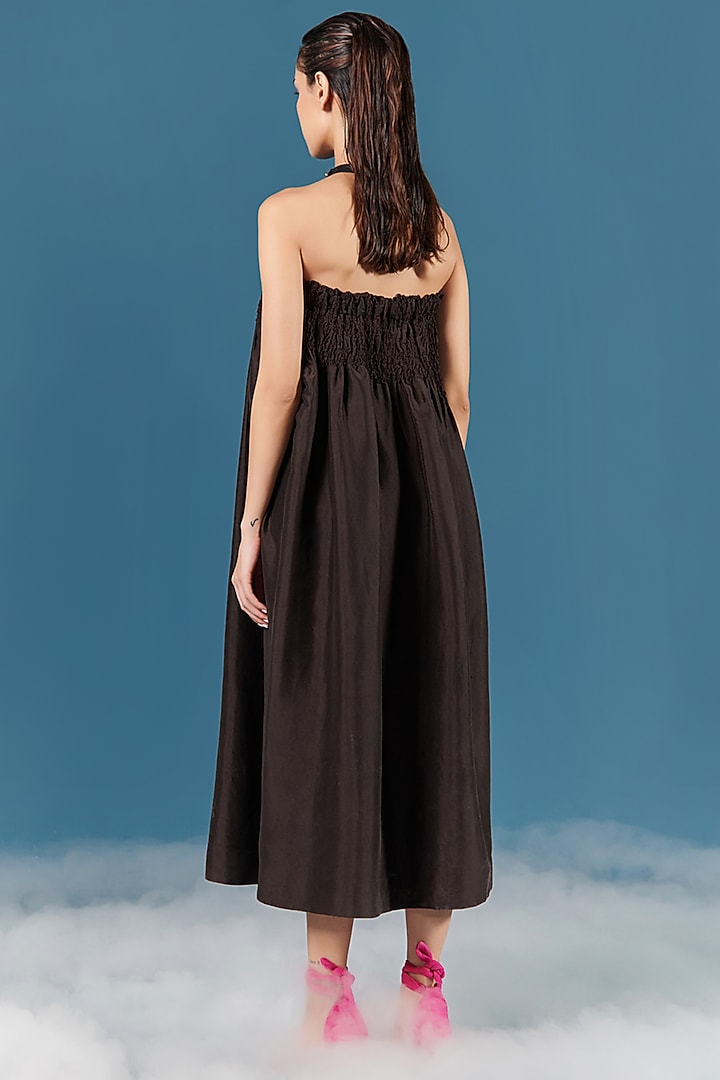 Black Silk Bustier Summer Dress by ILk by Shikha and Vinita at Pernia's Pop Up Shop