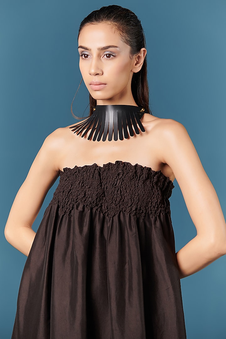 Black Silk Bustier Summer Dress by ILk by Shikha and Vinita at Pernia's Pop Up Shop