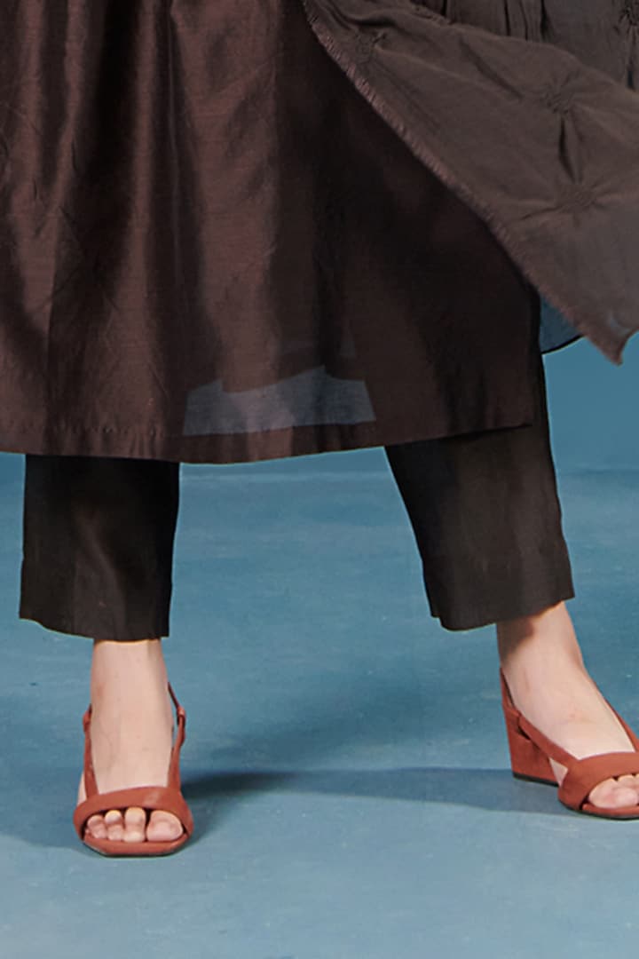 Black Smocked Cape With Kurta Set by ILk by Shikha and Vinita at Pernia's Pop Up Shop