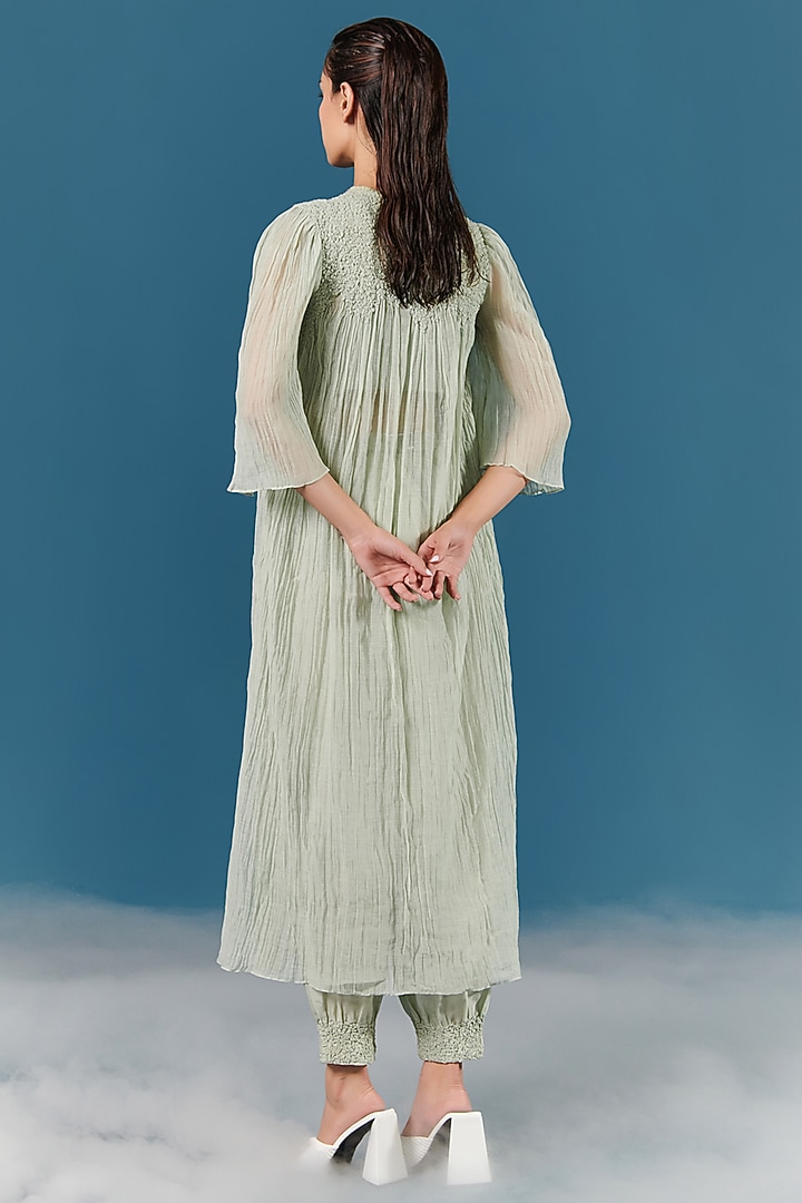 Green Chanderi Kurta Set by ILk by Shikha and Vinita at Pernia's Pop Up Shop