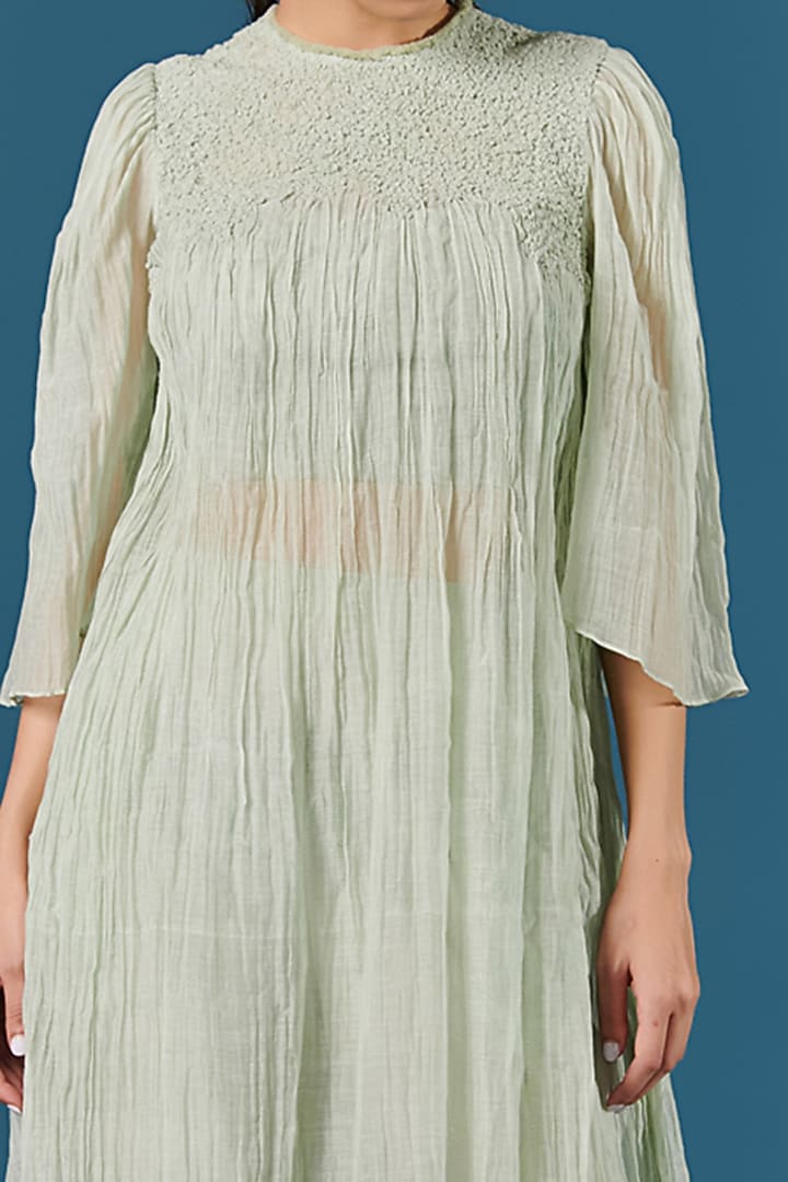 Green Chanderi Kurta Set by ILk by Shikha and Vinita at Pernia's Pop Up Shop