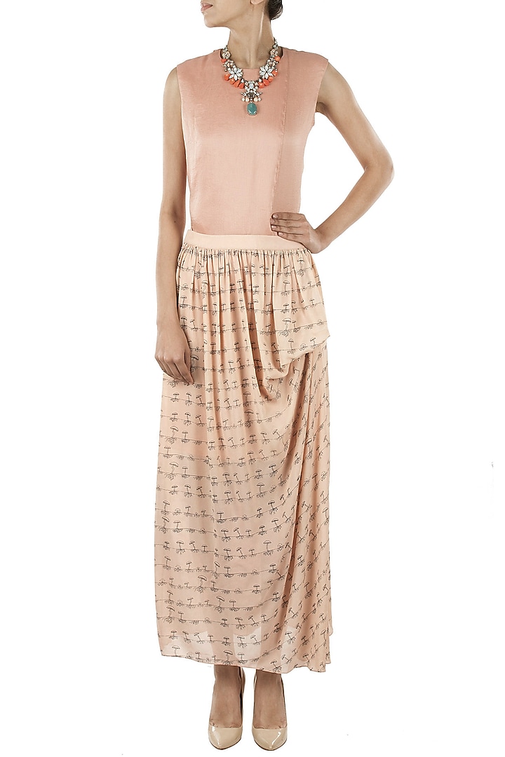 Dusty pink mushroom print skirt available only at Pernia's Pop-Up Shop.