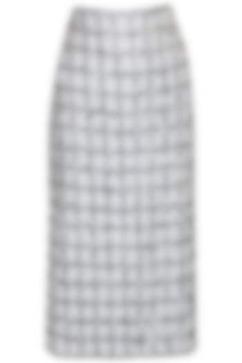 Light grey bead embroidered checks skirt by ILK By Shikha And Vinita