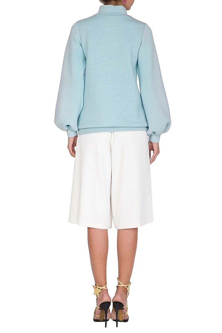Sky Blue Turtleneck Sweatshirt by Manish Arora at Pernia's Pop Up Shop
