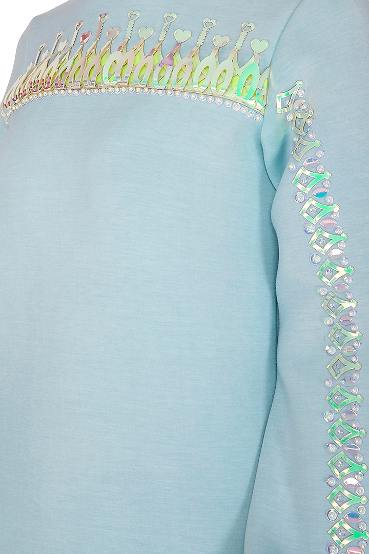 Sky Blue Turtleneck Sweatshirt by Manish Arora at Pernia's Pop Up Shop
