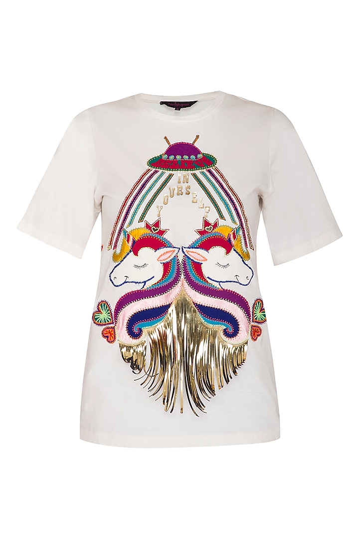 White Half Sleeves T-Shirt Design by Manish Arora at Pernia's Pop Up ...