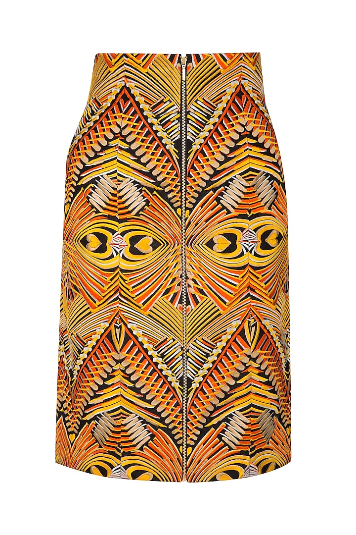 Orange High Waisted Pencil Skirt by Manish Arora