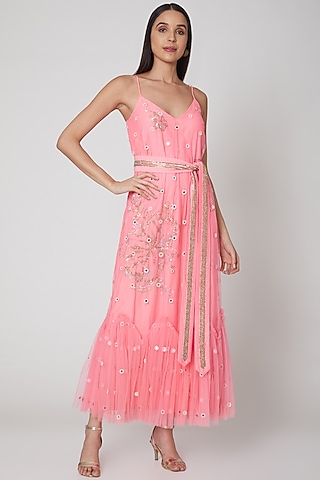 Fuchsia Embroidered Dress by Manish Arora