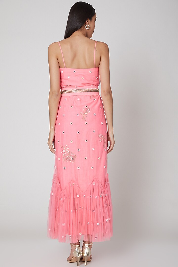 Fuchsia Embroidered Party Wear Dress by Manish Arora at Pernia's Pop Up Shop