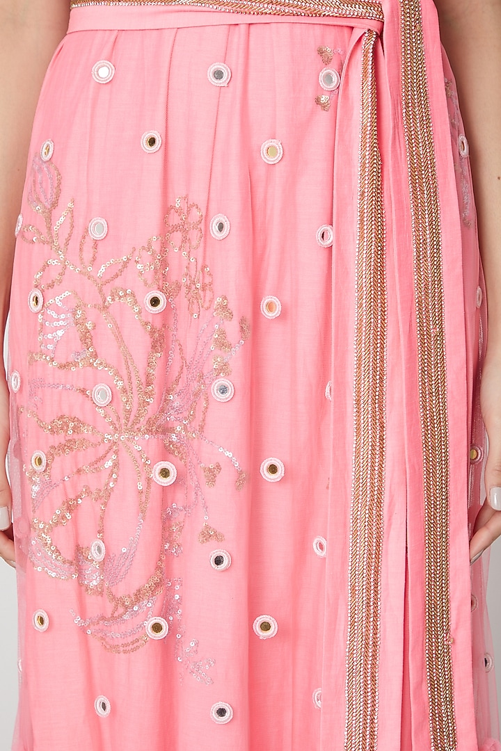 Fuchsia Embroidered Party Wear Dress by Manish Arora at Pernia's Pop Up Shop