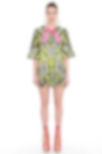 Green Embroidered Half Sleeved Dress by Manish Arora