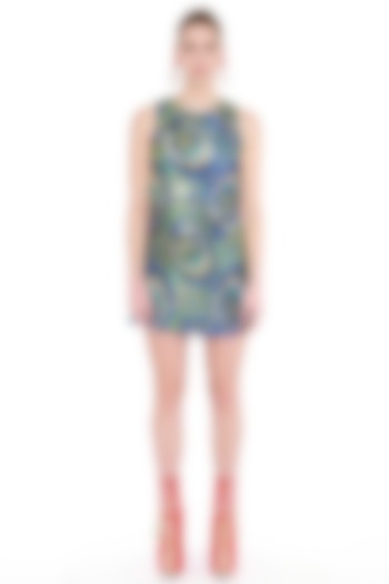 Multi Colored Embroidered Sleeveless Dress by Manish Arora