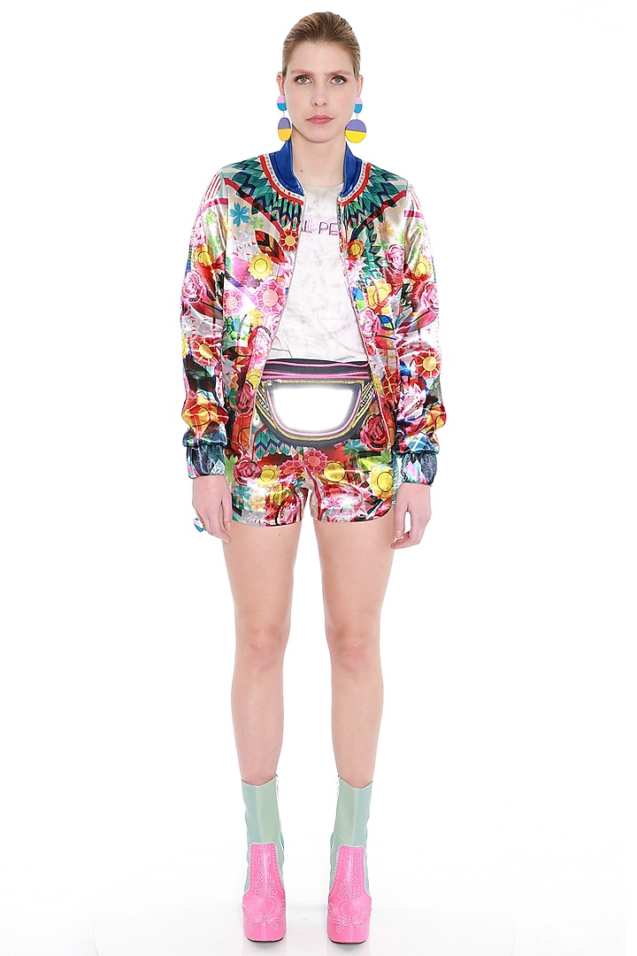 Multi Colored Printed Sporty Shorts by Manish Arora