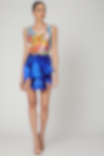 Cobalt Blue Knotted Skirt by Manish Arora