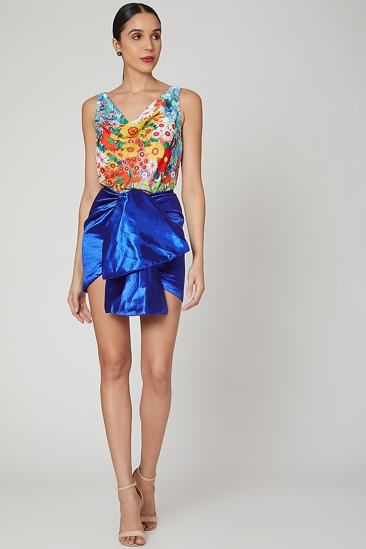 Cobalt Blue Knotted Skirt by Manish Arora