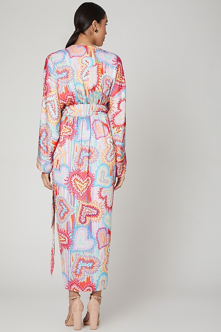 Multi Colored Heart Printed Vacation Dress by Manish Arora at Pernia's Pop Up Shop