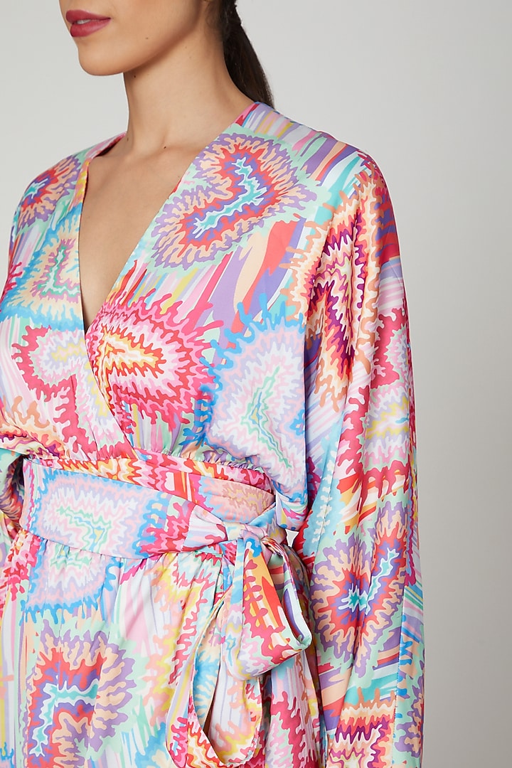 Multi Colored Heart Printed Vacation Dress by Manish Arora at Pernia's Pop Up Shop